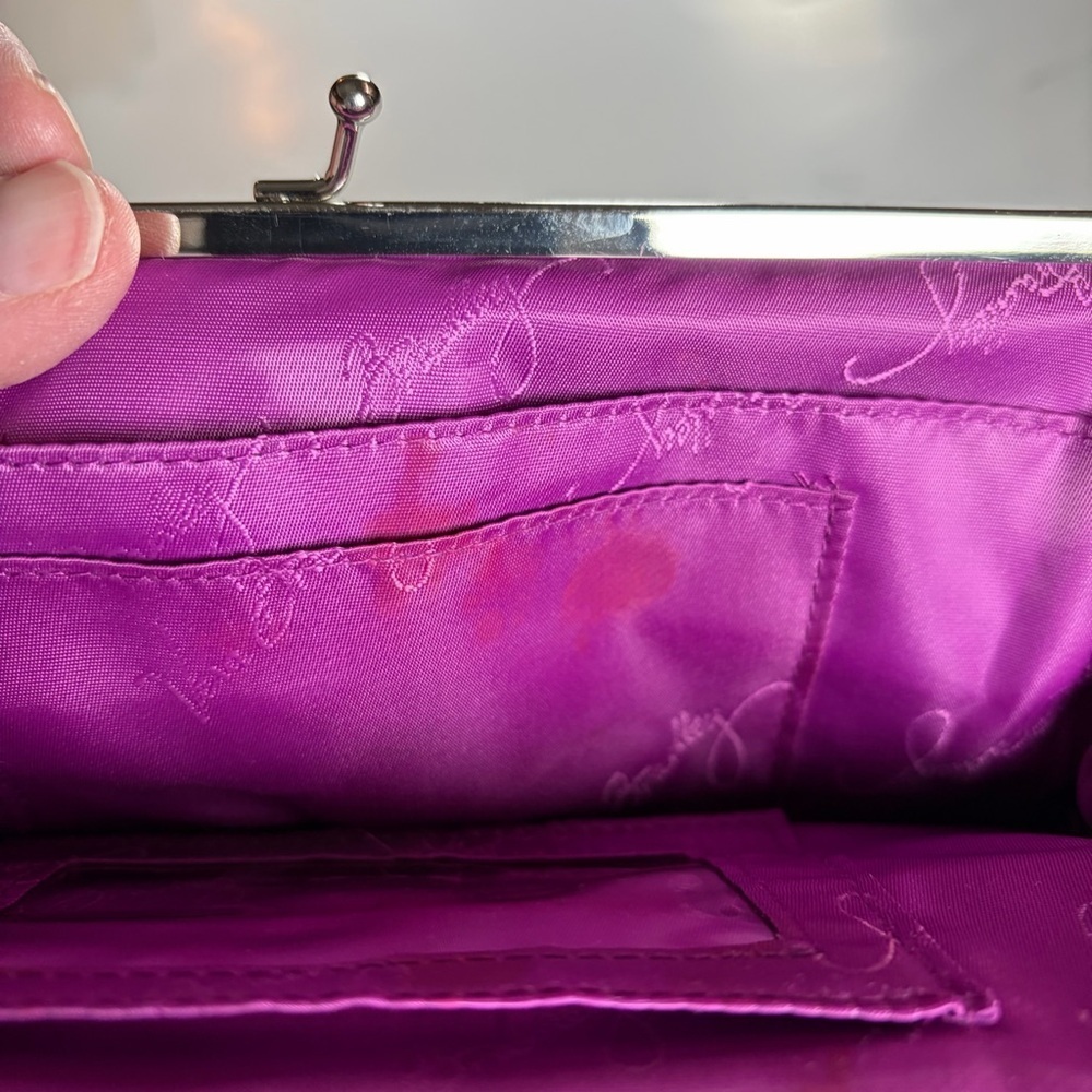 Vera Bradley Quilted Kisslock Wallet Clutch Purple Blue - Picture 6 of 9